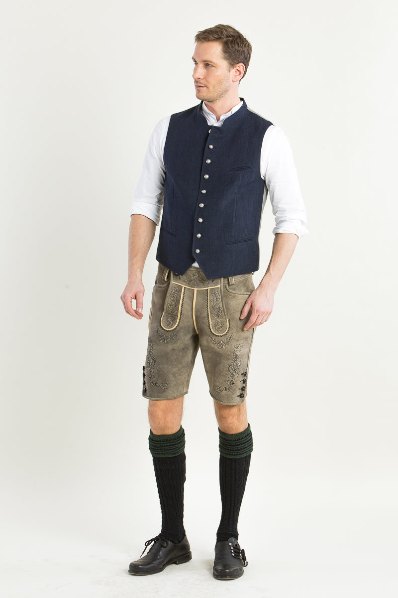 Grasegger 'Aurach' 100% Linen Vest in Classic Blue