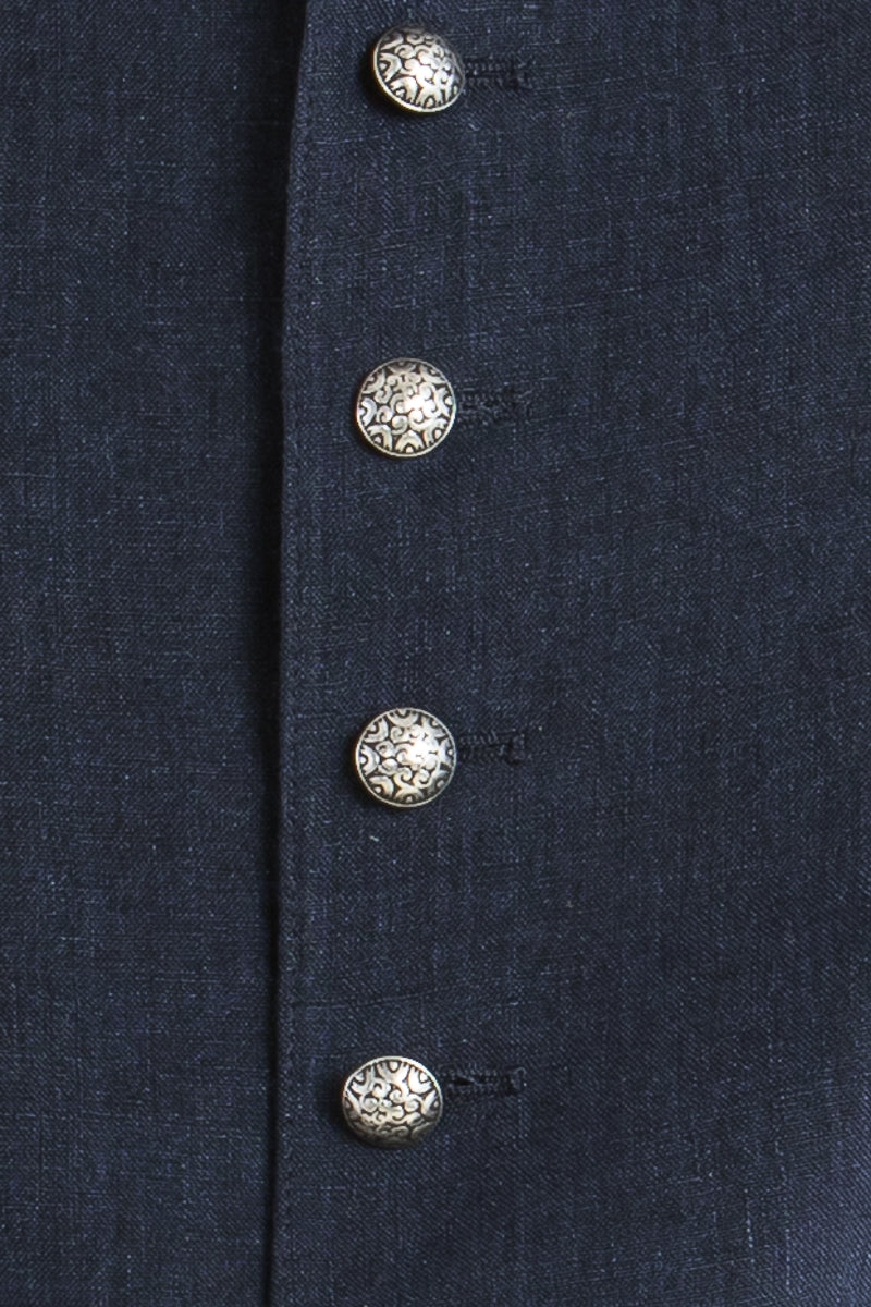 Grasegger 'Aurach' 100% Linen Vest in Classic Blue