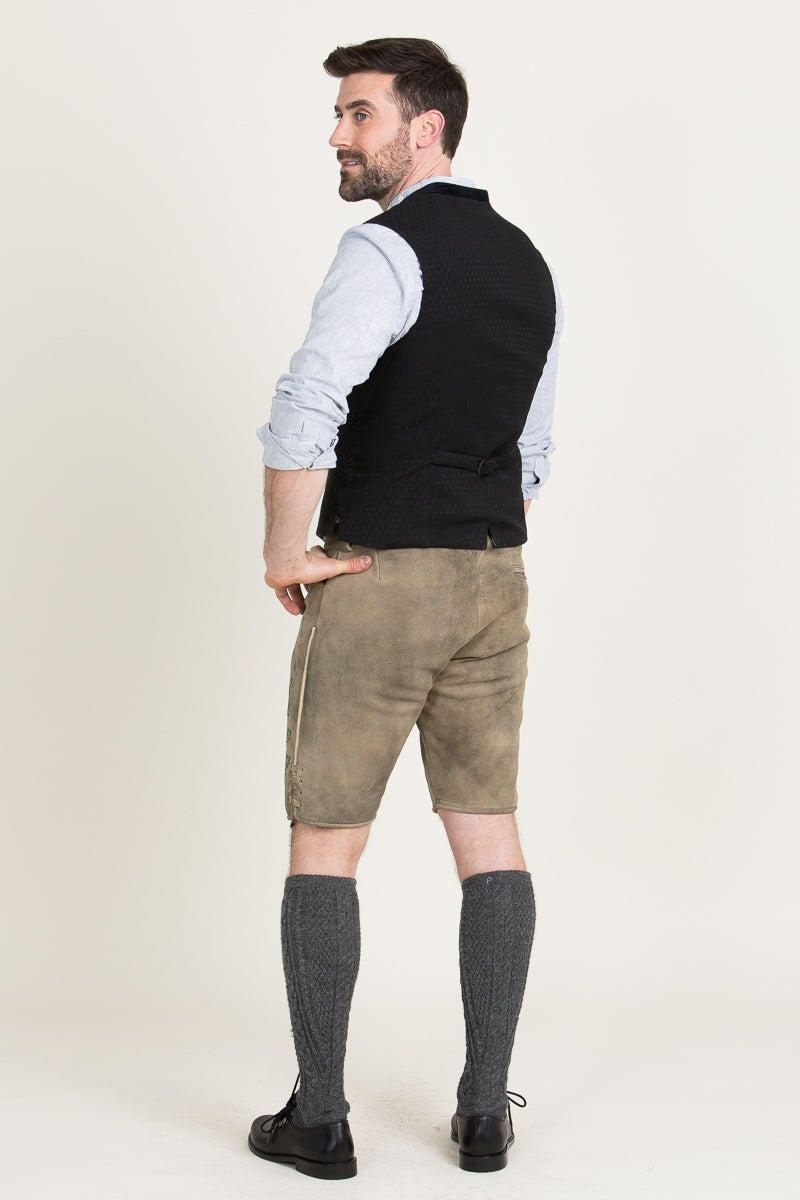 Ostarrichi 'Sepp' Slim-Cut Suede Lederhose in Inka Brown