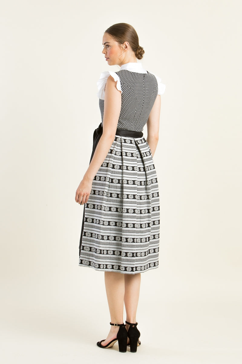 Wenger 'Laetizia' High-Necked Dirndl in Classic Black & White