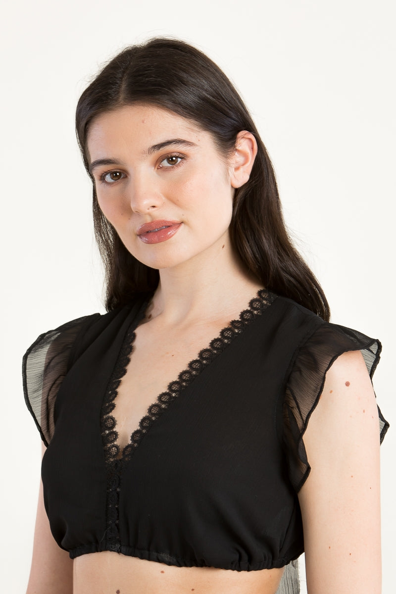Wenger 'Isa' Chiffon Dirndl Blouse with Flutter Sleeves