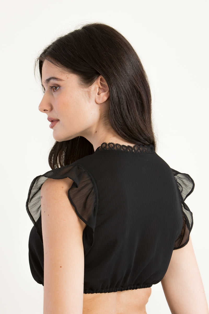 Wenger 'Isa' Chiffon Dirndl Blouse with Flutter Sleeves
