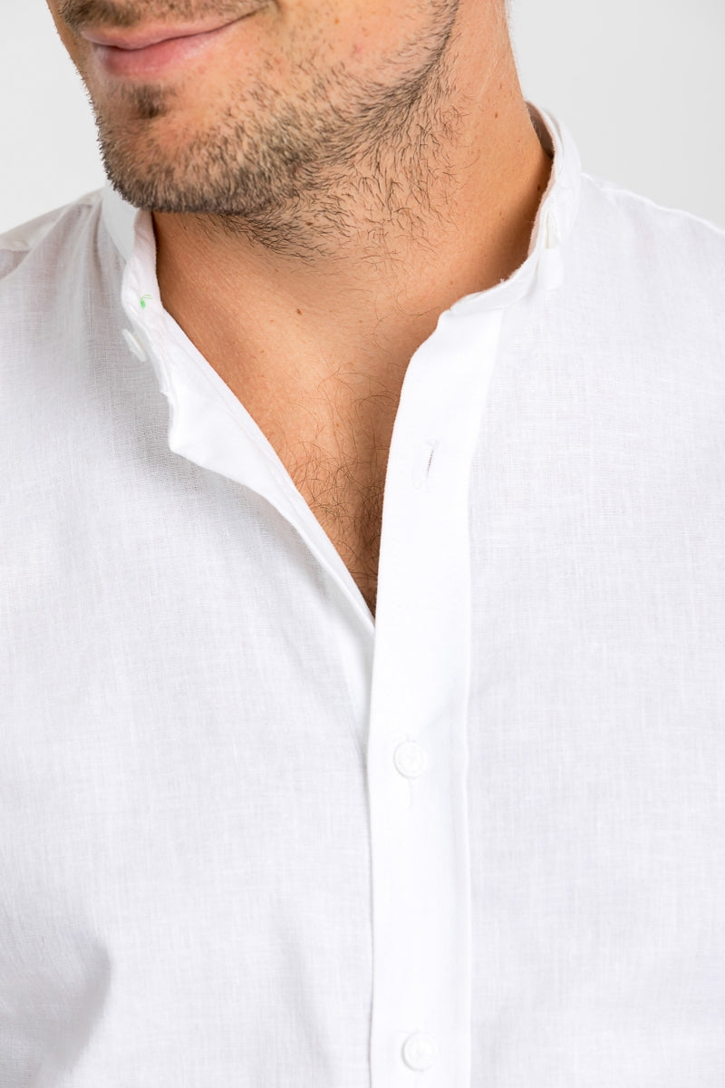 Gottseidank 'Lenz' Slim-Fit Linen-Blend Shirt in White