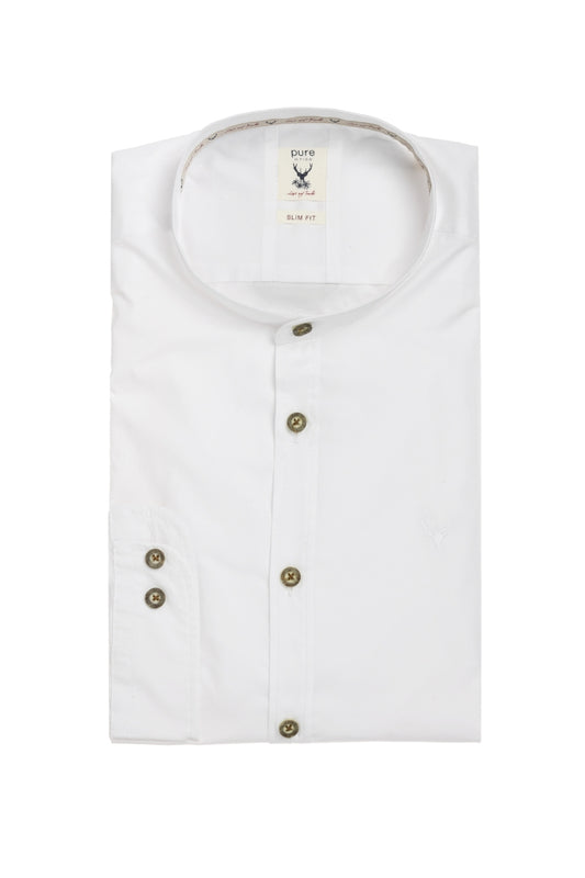 Pure Slim-Fit Stretch Trachten Shirt in White