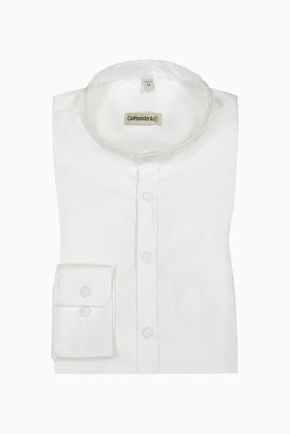 Gottseidank 'Lenz' Slim-Fit Linen-Blend Shirt in White
