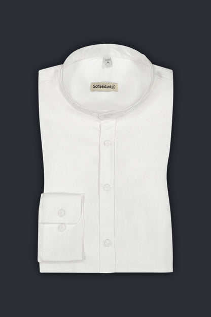 Gottseidank 'Lenz' Slim-Fit Linen-Blend Shirt in White