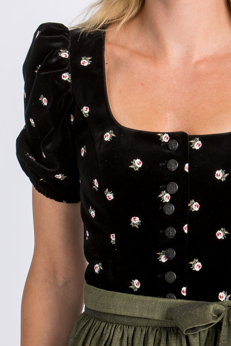 Almliebe 'Rosmarie' Puff-Sleeve Velvet Dirndl