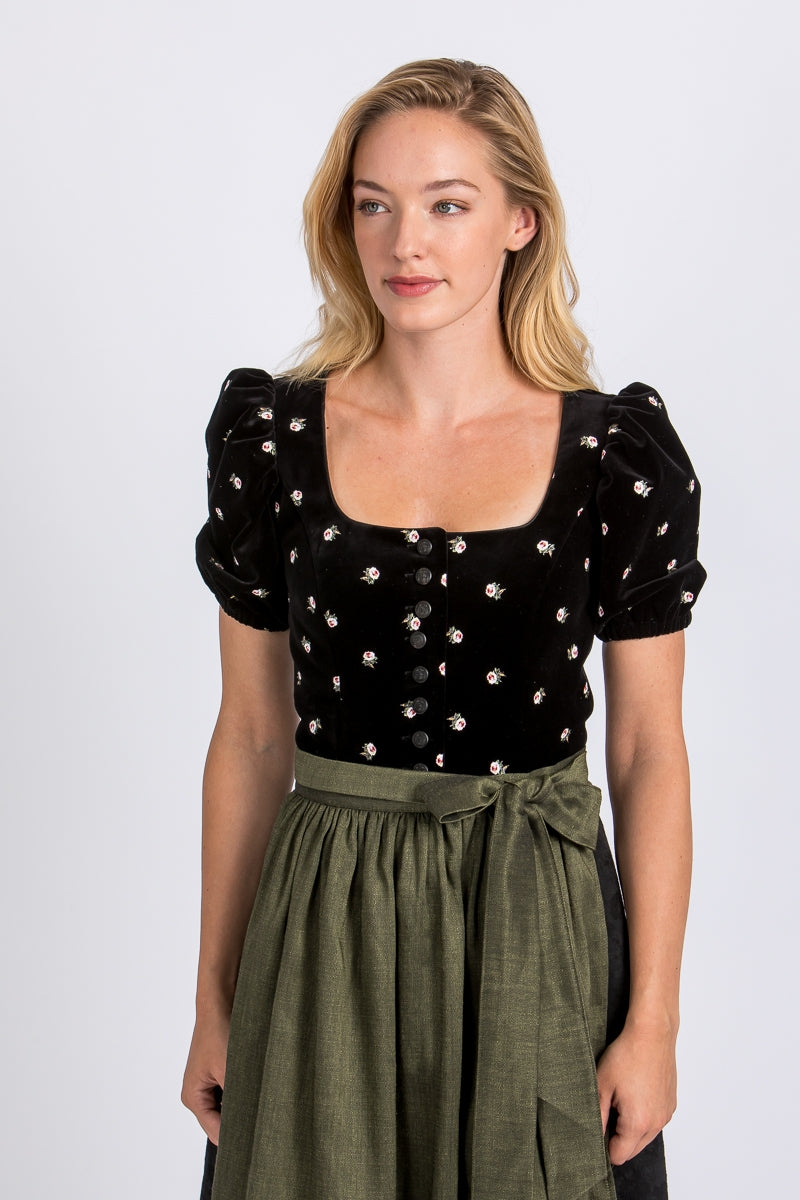 Almliebe 'Rosmarie' Puff-Sleeve Velvet Dirndl