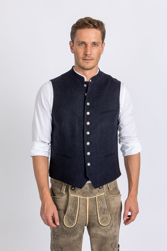 Almliebe 'Da Bazi' Slim-Fit Loden Vest in Navy Blue