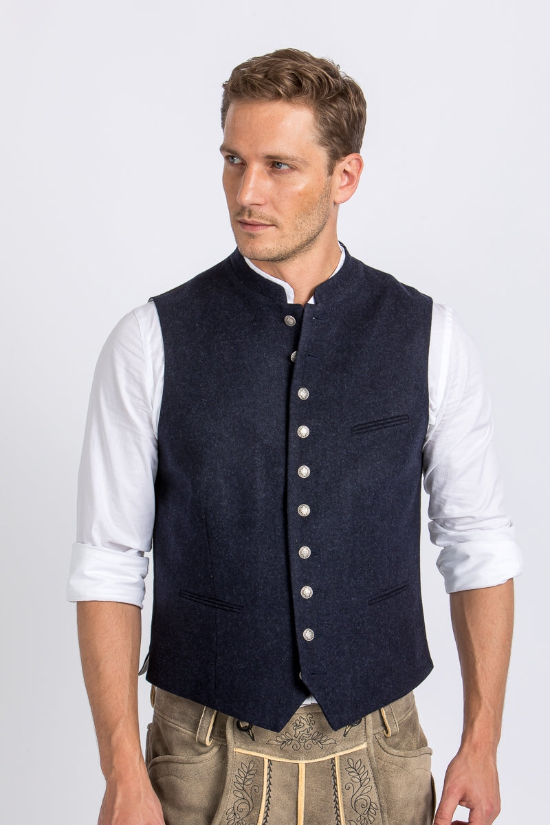 Almliebe 'Da Bazi' Slim-Fit Loden Vest in Navy Blue