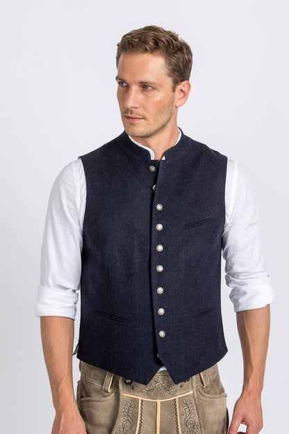 Almliebe 'Da Bazi' Slim-Fit Loden Vest in Navy Blue