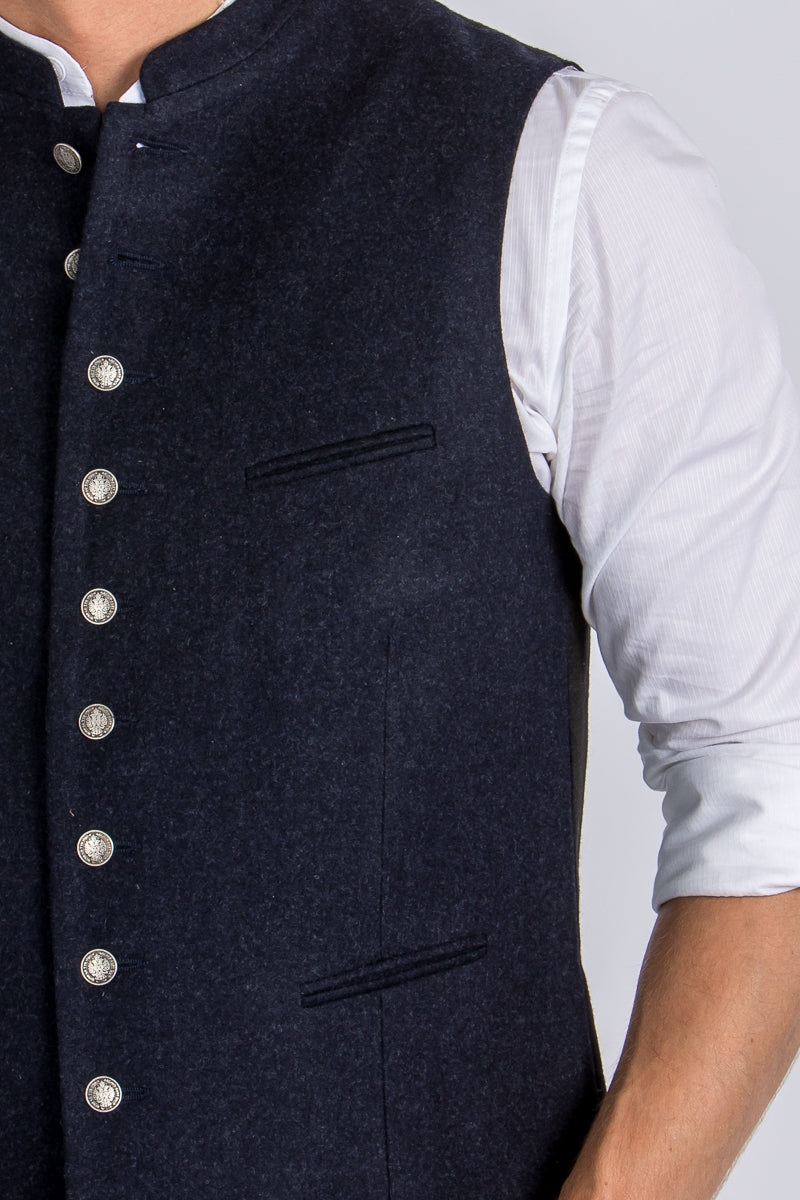 Almliebe 'Da Bazi' Slim-Fit Loden Vest in Navy Blue
