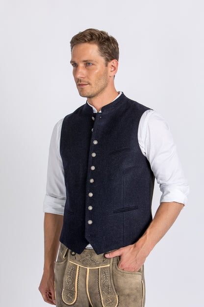 Almliebe 'Da Bazi' Slim-Fit Loden Vest in Navy Blue