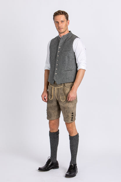 Almliebe 'Da Bazi' Slim-Fit Loden Vest in Medium Grey