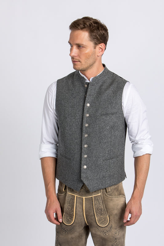Almliebe 'Da Bazi' Slim-Fit Loden Vest in Medium Grey