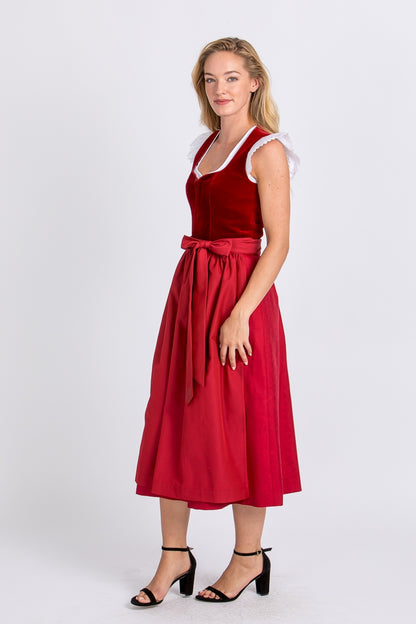 Almliebe 'Christl' Velvet Sweetheart Dirndl in Red