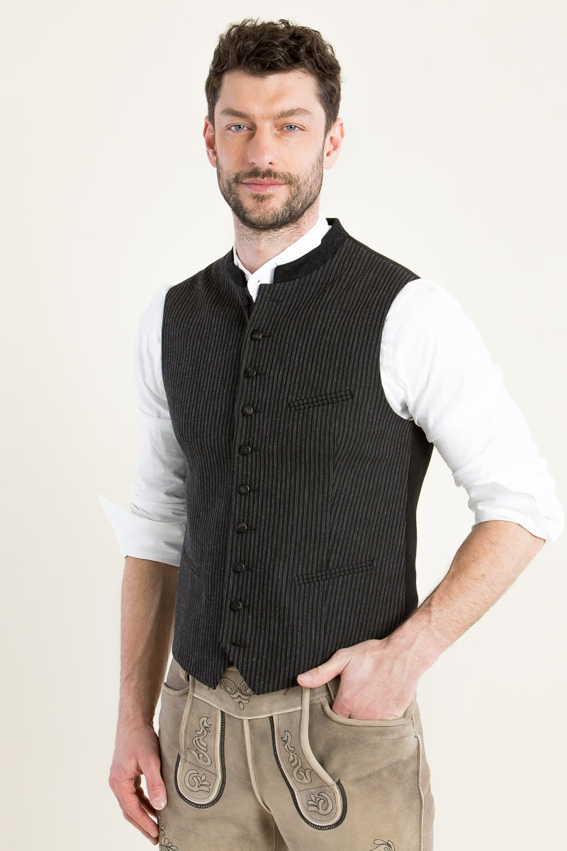 Almliebe 'Hallodri' Slim-Fit Striped Vest in Anthracite