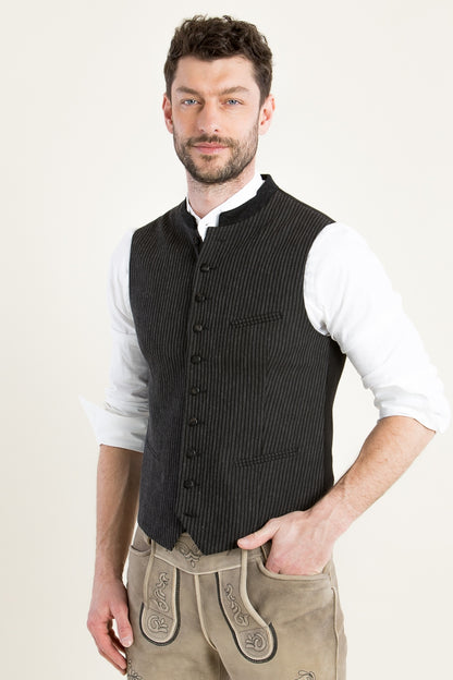 Almliebe 'Hallodri' Slim-Fit Striped Vest in Anthracite