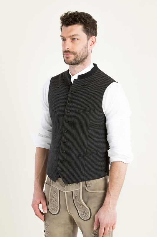 Almliebe 'Hallodri' Slim-Fit Striped Vest in Anthracite