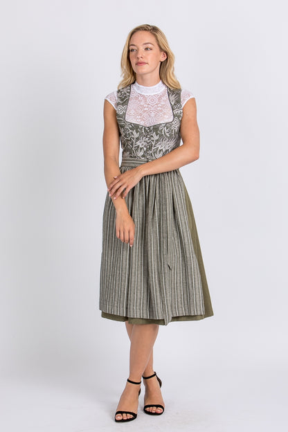 Berwin & Wolff Floral Cotton Dirndl in Olive Green