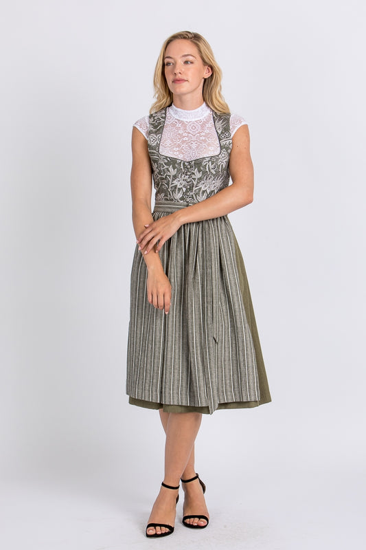 Berwin & Wolff Floral Cotton Dirndl in Olive Green