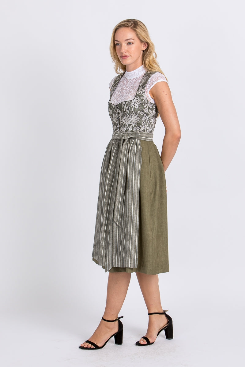Berwin & Wolff Floral Cotton Dirndl in Olive Green