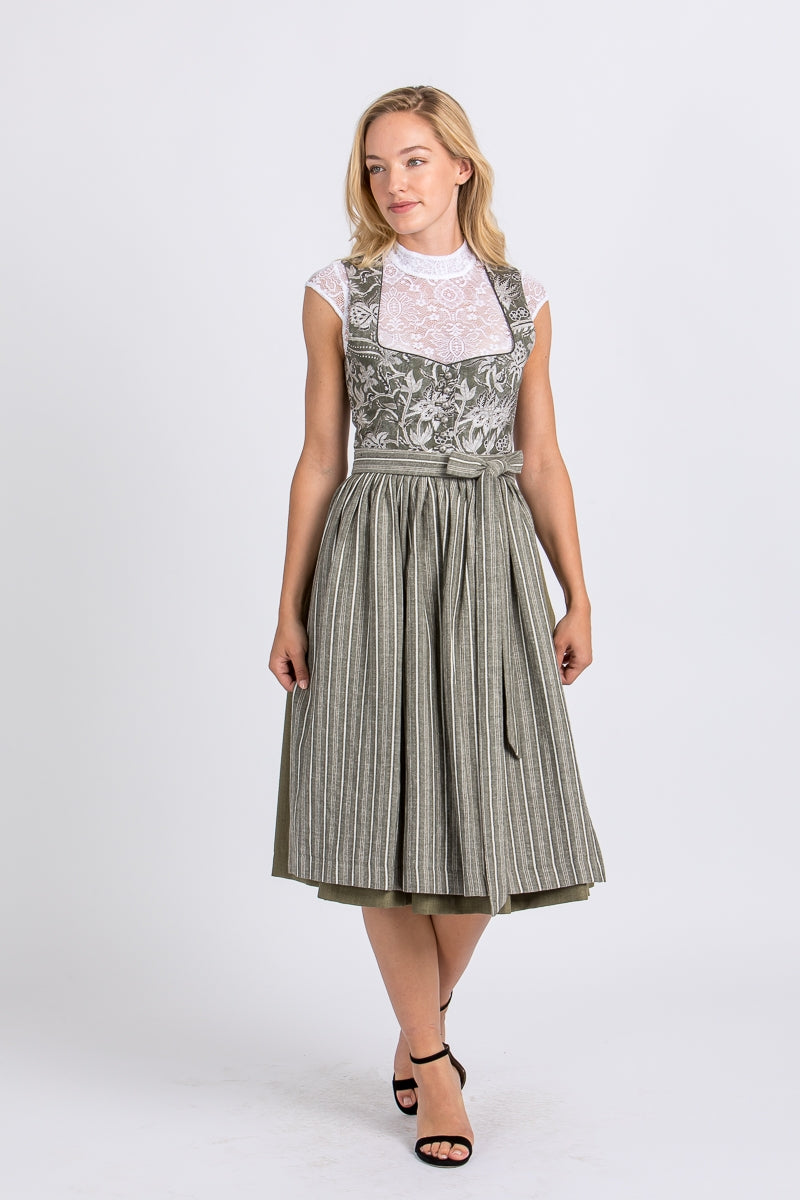 Berwin & Wolff Floral Cotton Dirndl in Olive Green