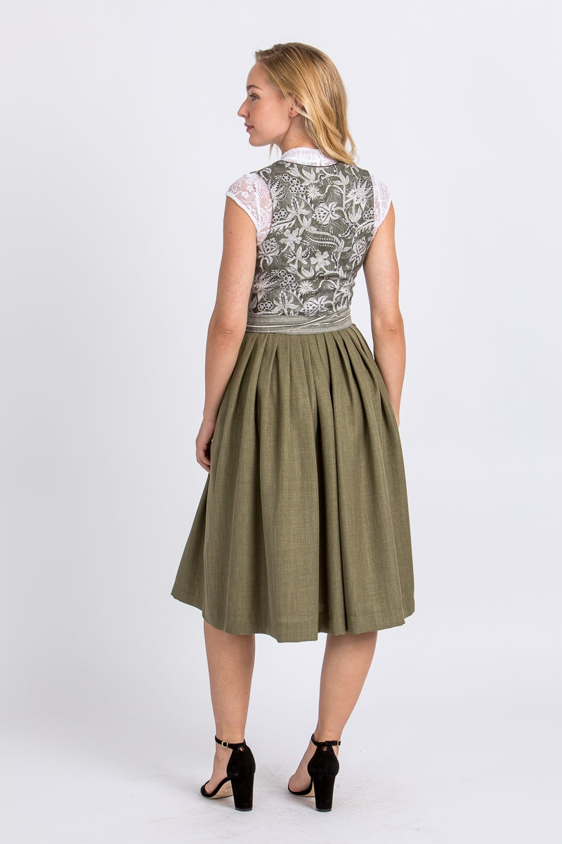 Berwin & Wolff Floral Cotton Dirndl in Olive Green