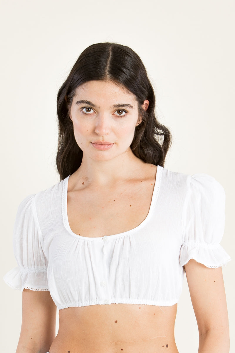Wenger 'Fabienne' Puff-Sleeve Dirndl Blouse in White