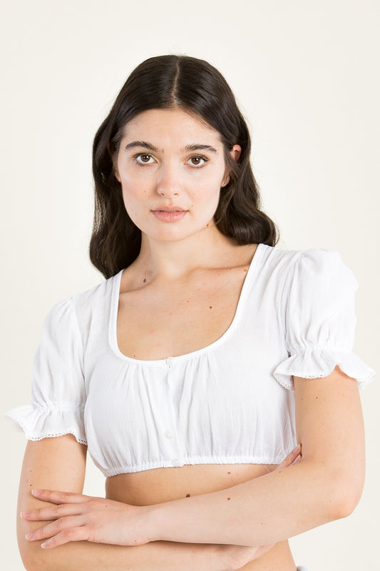Wenger 'Fabienne' Puff-Sleeve Dirndl Blouse in White