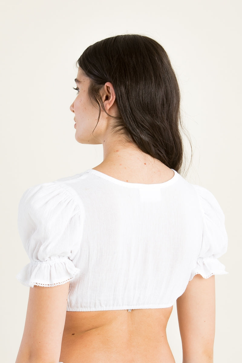 Wenger 'Fabienne' Puff-Sleeve Dirndl Blouse in White