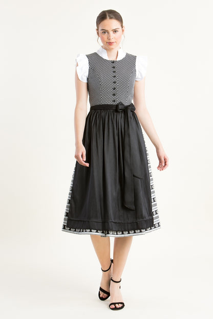 Wenger 'Laetizia' High-Necked Dirndl in Classic Black & White