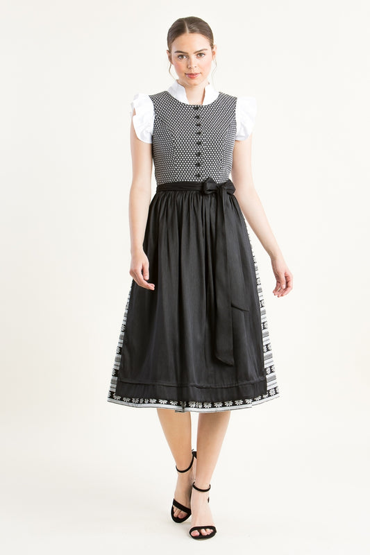 Wenger 'Laetizia' High-Necked Dirndl in Classic Black & White
