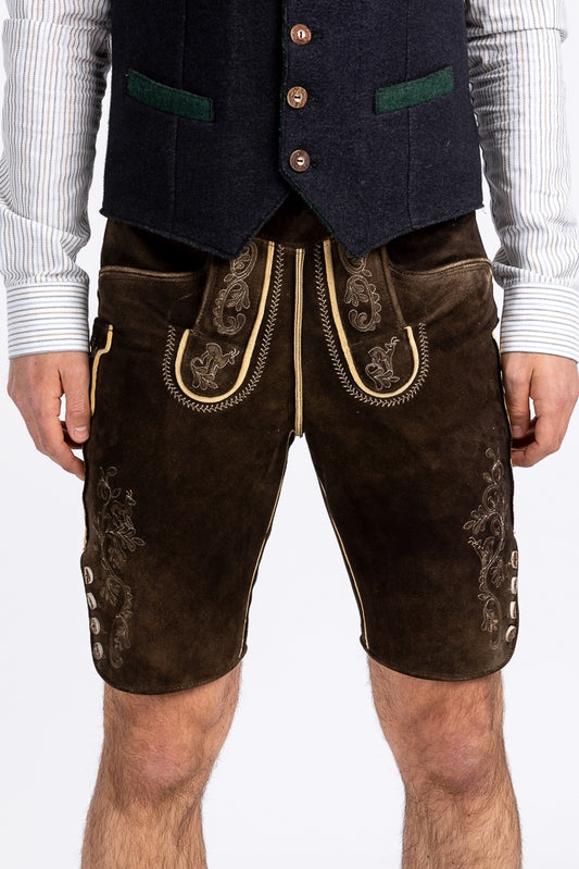 Meindl 'Loisachtal' Suede Lederhose in Maple Brown
