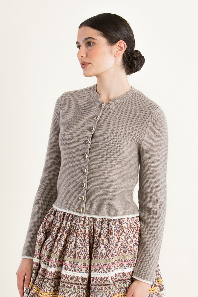 Fei Scho Schee 100% Wool Cardigan with Stag Horn Buttons