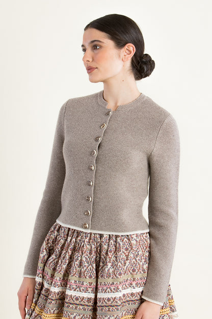 Fei Scho Schee 100% Wool Cardigan with Stag Horn Buttons