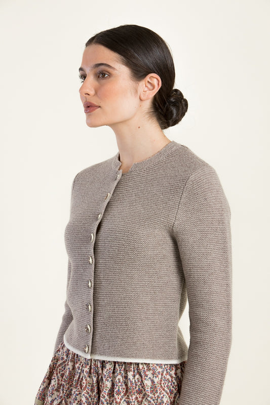 Fei Scho Schee 100% Wool Cardigan with Stag Horn Buttons