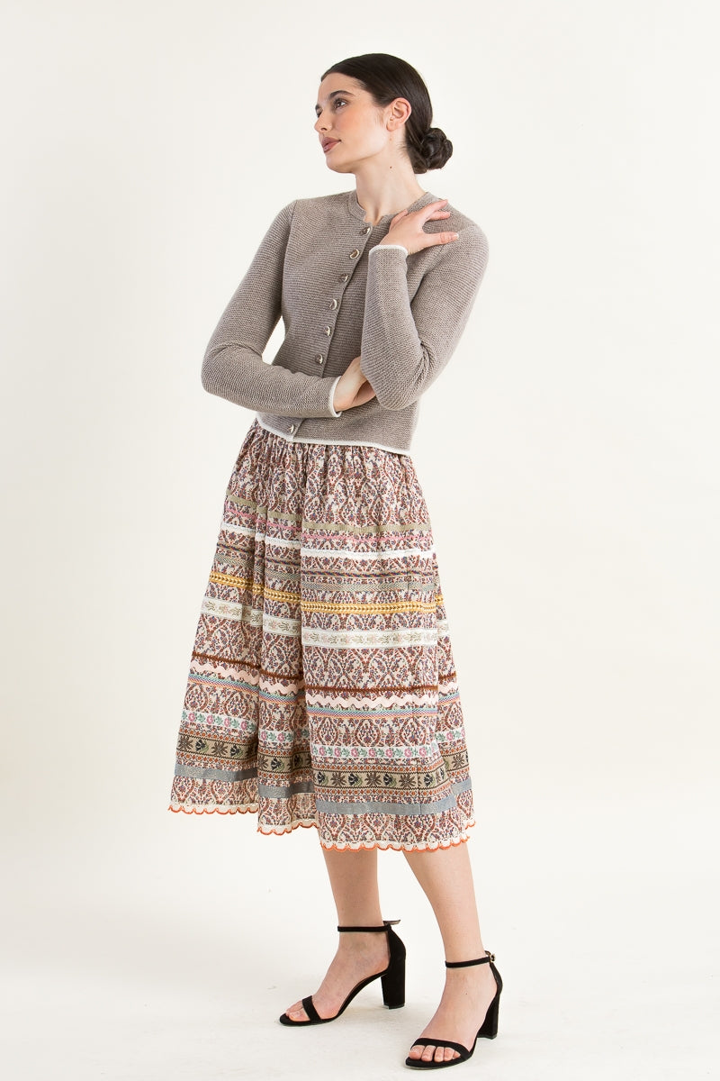 Fei Scho Schee 100% Wool Cardigan with Stag Horn Buttons