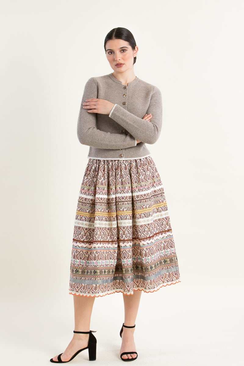 Fei Scho Schee 100% Wool Cardigan with Stag Horn Buttons