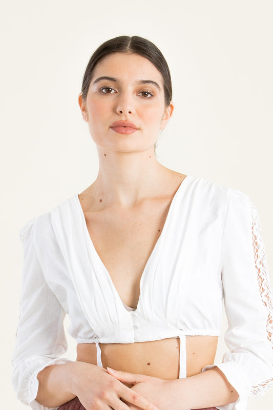 Gottseidank 'Simone' Blouse with Lace Sleeves & Jersey Back