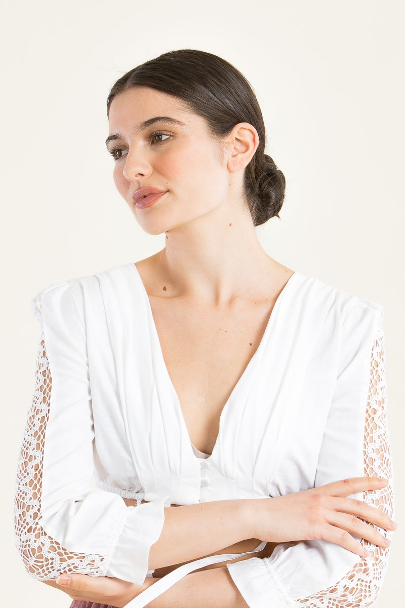Gottseidank 'Simone' Blouse with Lace Sleeves & Jersey Back