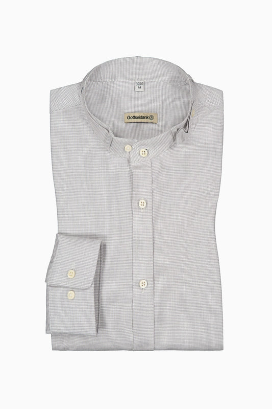 Gottseidank 'Lenz' Slim-Fit Linen-Blend Shirt in Seagull Grey
