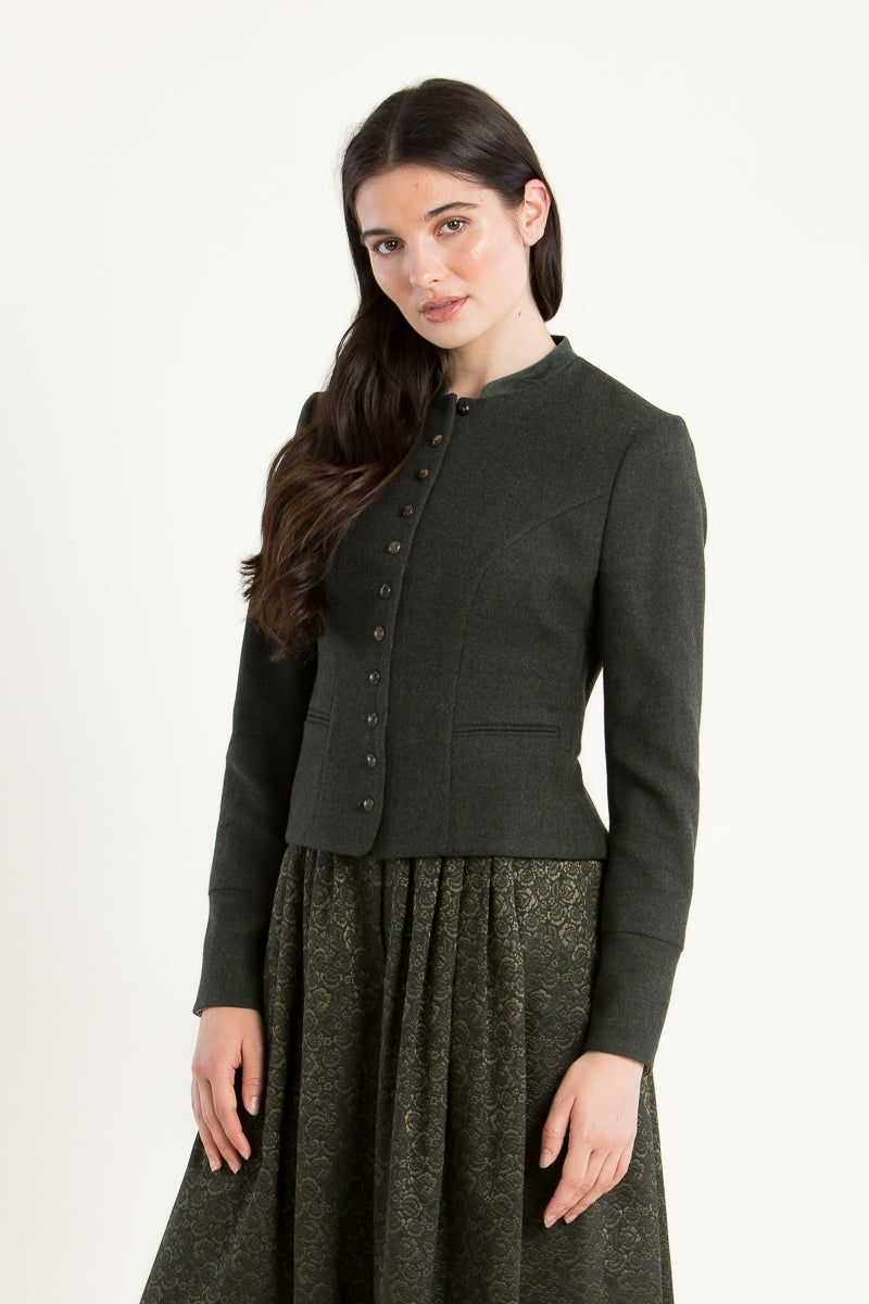 Gottseidank 'Barbara' Loden Peplum Blazer in Hunting Green