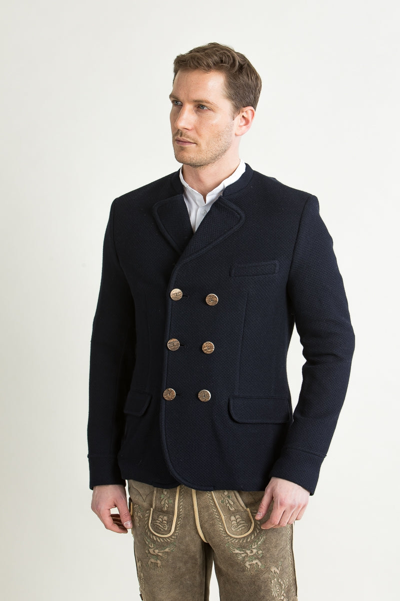 Gottseidank 'Korbe' Double-Breasted Wool Janker in Night Blue