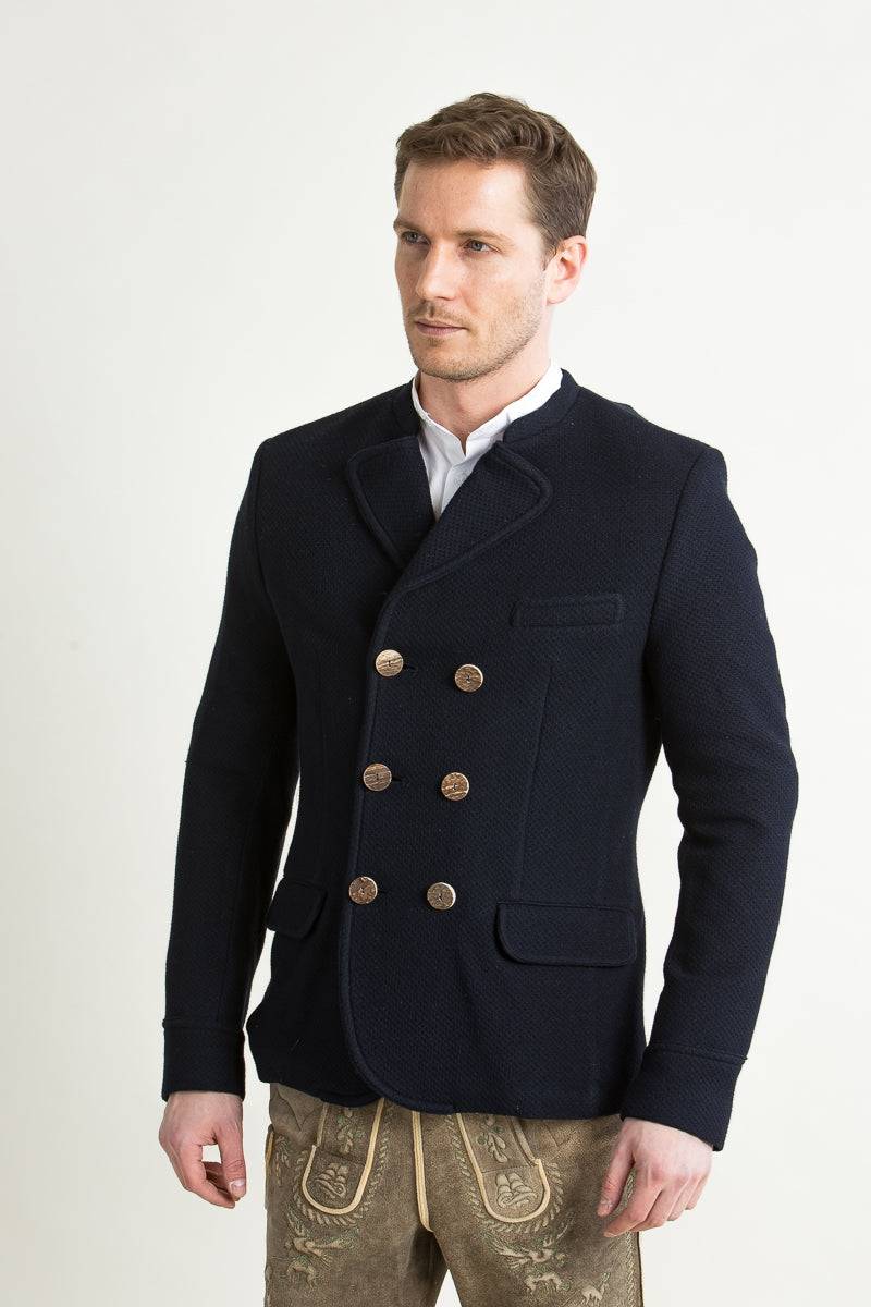 Gottseidank 'Korbe' Double-Breasted Wool Janker in Night Blue