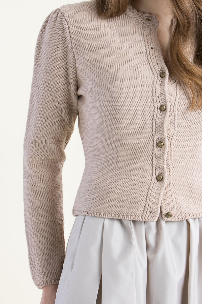 Gottseidank 'Mirl' Merino Wool Cardigan in Nude Rose
