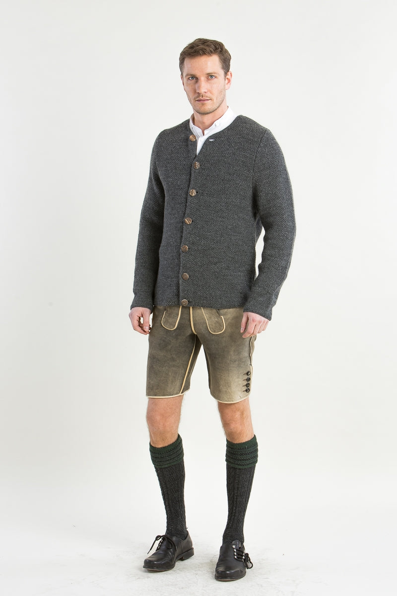 Gottseidank 'Toni' Slim-Fit Wool Knit Janker in Asphalt Grey