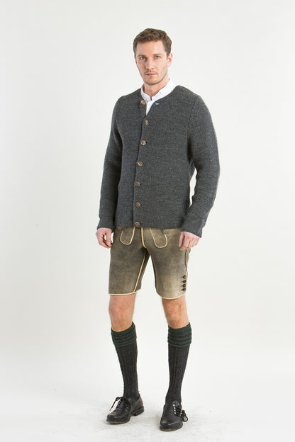 Gottseidank 'Toni' Slim-Fit Wool Knit Janker in Asphalt Grey