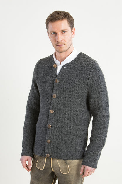 Gottseidank 'Toni' Slim-Fit Wool Knit Janker in Asphalt Grey