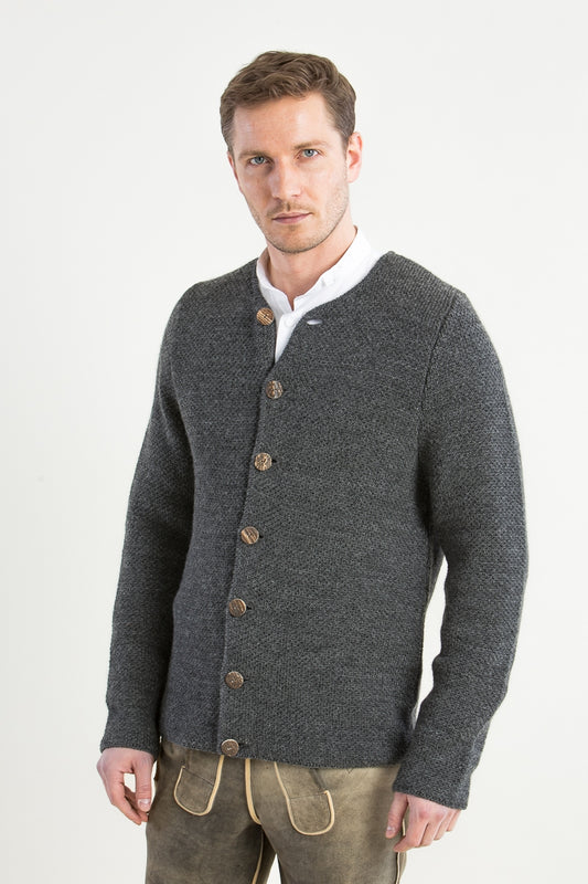 Gottseidank 'Toni' Slim-Fit Wool Knit Janker in Asphalt Grey
